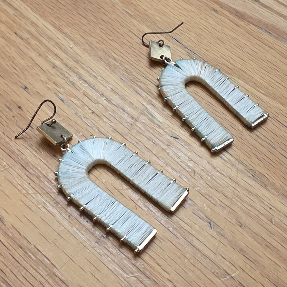 Etsy Silver Arch Thread Drop Dangle Earrings - image 8